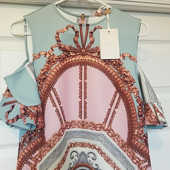 TED BAKER NORAHE VERSAILLES COLD SHOULDER DRESS - Picture 5 of 7